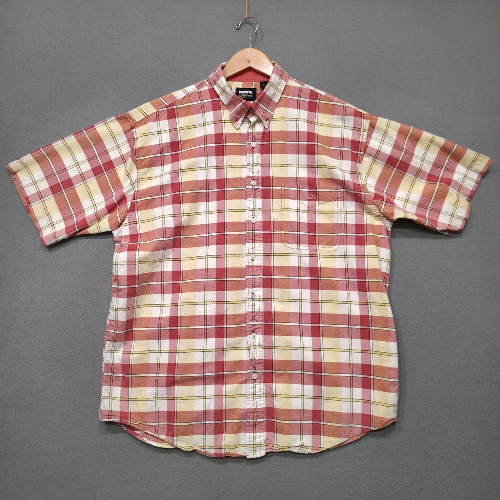 Resistol Rodeo Gear Men's Short Sleeve Button Up Plaid Shirt Size XL